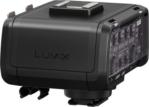 محول ميكروفون صوت وفيديو XLR احترافي من باناسونيك مع طرفين XLR - ملحق متوافق مع الكاميرات الرقمية LUMIX GH5 وGH5S وS1 وS1R - DMW-XLR1، أسود in Saudi Arabia