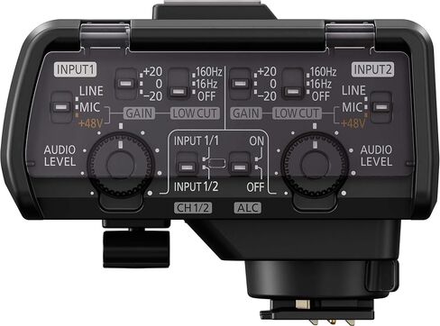 محول ميكروفون صوت وفيديو XLR احترافي من باناسونيك مع طرفين XLR - ملحق متوافق مع الكاميرات الرقمية LUMIX GH5 وGH5S وS1 وS1R - DMW-XLR1، أسود in Saudi Arabia