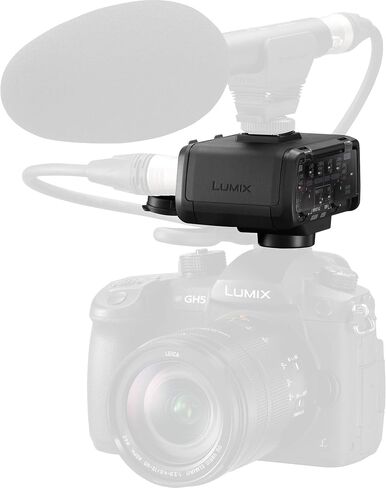 محول ميكروفون صوت وفيديو XLR احترافي من باناسونيك مع طرفين XLR - ملحق متوافق مع الكاميرات الرقمية LUMIX GH5 وGH5S وS1 وS1R - DMW-XLR1، أسود in Saudi Arabia