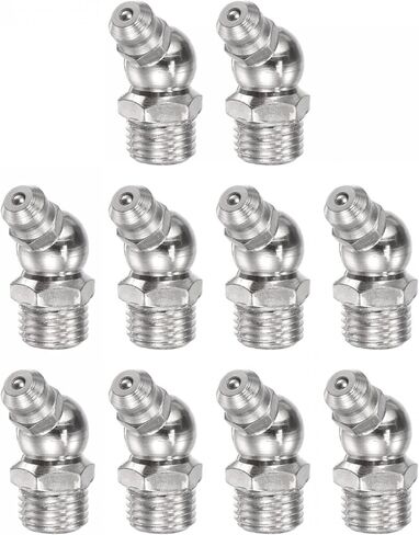 uxcell Nickel-Plated Iron 45 Degree Grease Fitting M10 x 1mm Thread Hydraulic Grease Fitting Accessories, 20Pcs in Saudi Arabia