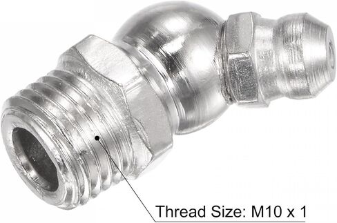 uxcell Nickel-Plated Iron 45 Degree Grease Fitting M10 x 1mm Thread Hydraulic Grease Fitting Accessories, 20Pcs in Saudi Arabia
