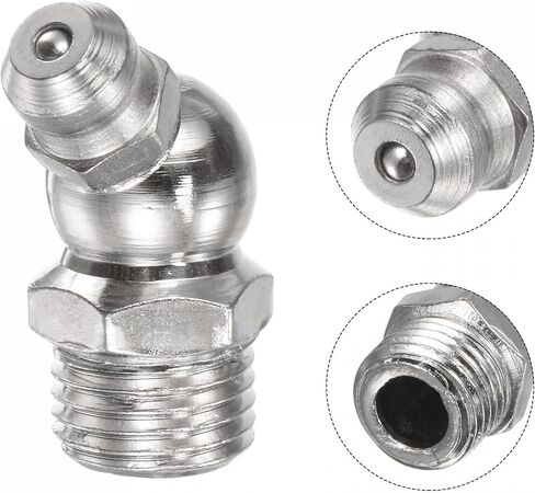 uxcell Nickel-Plated Iron 45 Degree Grease Fitting M10 x 1mm Thread Hydraulic Grease Fitting Accessories, 20Pcs in Saudi Arabia