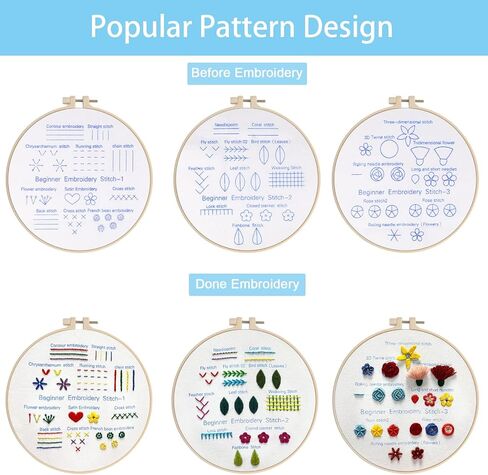 sinbajoy Embroidery kit,Sewing Kits for Kids,Cross Stitch Kits for Beginners &3 Sets Hand Embroidery Starter Kit with 1 Hoop Learn Different Stitches.(Animal) in Saudi Arabia
