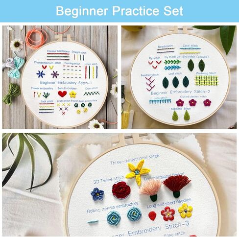 sinbajoy Embroidery kit,Sewing Kits for Kids,Cross Stitch Kits for Beginners &3 Sets Hand Embroidery Starter Kit with 1 Hoop Learn Different Stitches.(Animal) in Saudi Arabia