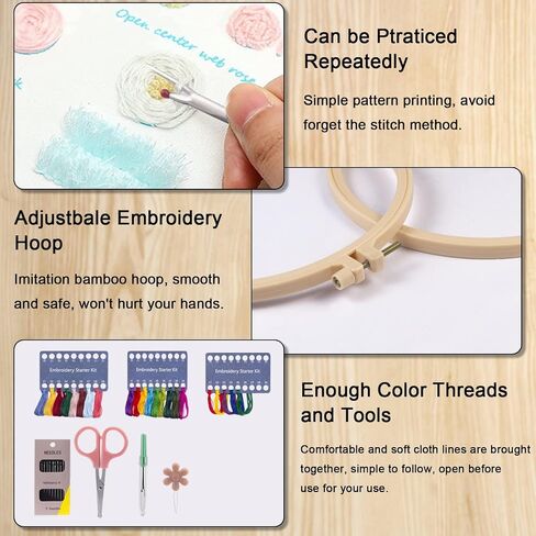 sinbajoy Embroidery kit,Sewing Kits for Kids,Cross Stitch Kits for Beginners &3 Sets Hand Embroidery Starter Kit with 1 Hoop Learn Different Stitches.(Animal) in Saudi Arabia