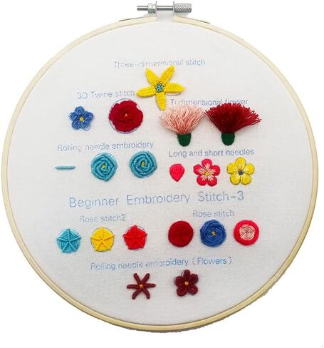 sinbajoy Embroidery kit,Sewing Kits for Kids,Cross Stitch Kits for Beginners &3 Sets Hand Embroidery Starter Kit with 1 Hoop Learn Different Stitches.(Animal) in Saudi Arabia