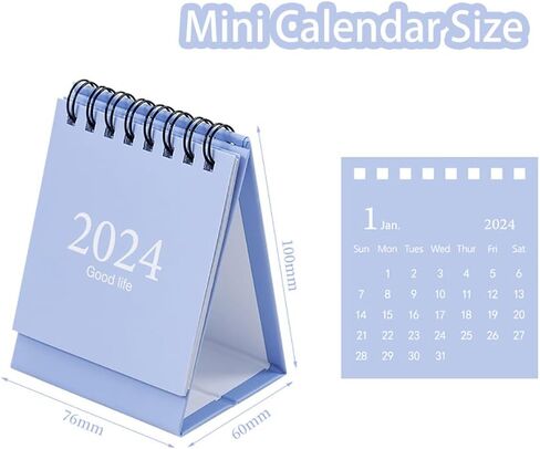 تقويم مكتب صغير 2024 - من الآن إلى ديسمبر 2024، تقويم مكتبي صغير محمول، جدولة صغيرة، ملف مزدوج من البطاقات الثقيلة مع ملصقات ماركر للمكتب المنزلي. (أزرق) in Saudi Arabia