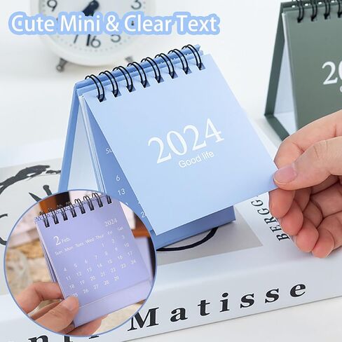 تقويم مكتب صغير 2024 - من الآن إلى ديسمبر 2024، تقويم مكتبي صغير محمول، جدولة صغيرة، ملف مزدوج من البطاقات الثقيلة مع ملصقات ماركر للمكتب المنزلي. (أزرق) in Saudi Arabia