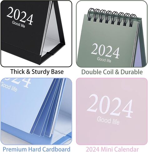 تقويم مكتب صغير 2024 - من الآن إلى ديسمبر 2024، تقويم مكتبي صغير محمول، جدولة صغيرة، ملف مزدوج من البطاقات الثقيلة مع ملصقات ماركر للمكتب المنزلي. (أزرق) in Saudi Arabia