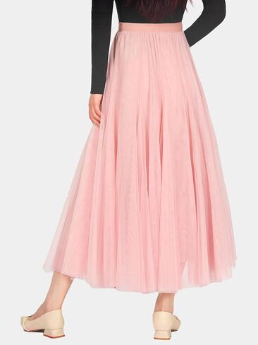 MS.ING Women's Tulle Skirt Fairy Elastic Waist Layered A-Line Midi Ruffle Mesh Skirt in Saudi Arabia