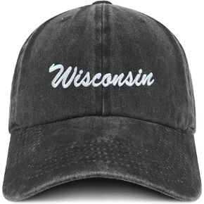 Trendy Apparel Shop Wisconsin State Embroidered Low Profile Adjustable Cotton Cap