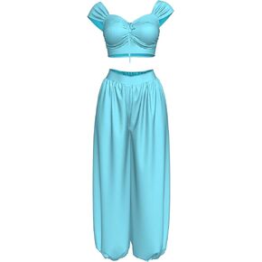 Princess Jasmne Costume India Belly Dance Arabian Dress Party Christmas Halloween Cosplay Outfit Blue