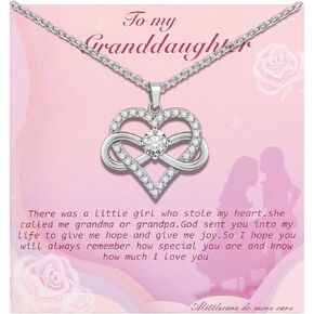Granddaughter Necklace from Grandma - Infinite Heart Necklace Filled with My Love - Gift for Granddaughter on Birthday, Christmas, Graduation, Weddings, Valentines, and More