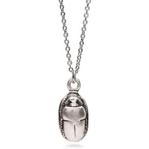 Egyptian Scarab Pendant Necklace - Antique Silver Plated