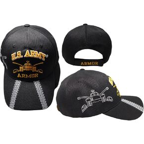 US Army Armor Tank Black Shadow Acrylic Adjustable Embroidered Cap Hat - Officially Licensed