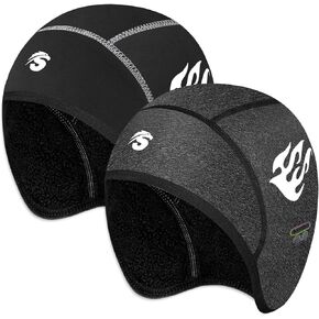 Seektop 2 Pack Winter Skull Cap Helmet Liner for Men, Cycling Running Sweat Wicking Skullcap Beanie, Fits Under Helmets