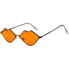 Sexy Hot lips Sunglasses, Retro Fashion Glasses, Small Frame Metal Lips Sunglasses Ocean Style Sunglasses for Women