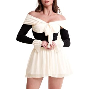 Kaei&Shi Date Night Dress for Women, Tulle Mini Dress, Off Shoulder Backless