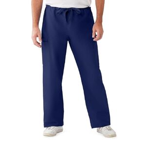 Medline ComfortEase Unisex Non-Reversible Drawstring-Waist Cargo Scrub Pants, Midnight Blue, Size X-Large, Regular Inseam