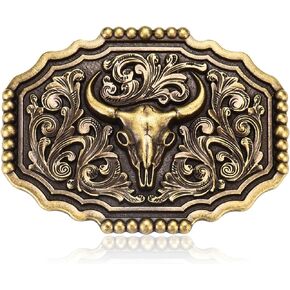 KOORASY Western Cowboy Belt Buckle for Men Vintage Wolf Howl Bull Elk Deer Eagle Antique Belt Buckle for Women Girl Boys