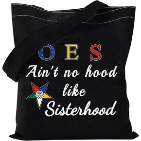 VAMSII OES Tote Bag Ain't no Hood like Sisterhood Tote Bag OES Gifts for Women Sisterhood Gifts Sorority Sister Gifts Bag