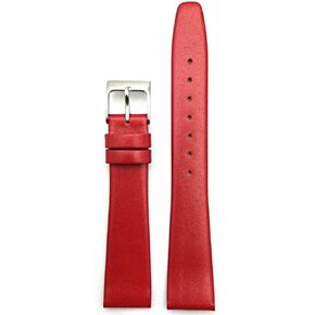18mm Red Genuine Leather Watchband | Flat, Smooth, Calfskin Replacement Watchstrap that brings New Life to Any Watch (Men's Standard Length)