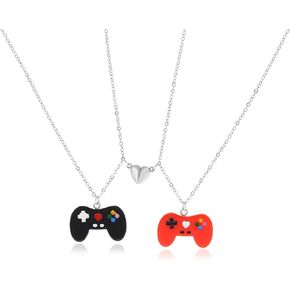 Aonklot Best Friend Necklace Matching Necklace Bff Necklace for 2 Magnetic Friendship Necklace Game Controller Necklace Heart Pendant Necklace Ring Necklace for Women Men