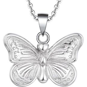 Butterfly Necklace 925 Sterling Silver with 18" Chain for Women