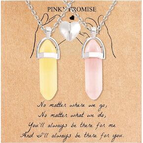HUASAI Friendship Necklace for 2 Best Friend Crystal Necklace Matching Heart Friendship Necklaces for Teen Girls