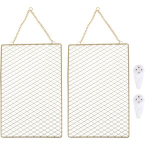 DOITOOL Picture Hanging Wire 2pcs Earring Wall Holder Wall Grid Jewelry Organizer Gold Mesh Net Earring Bracelet Jewelry Wall Storage Holder for Home Metal Clothes Rack