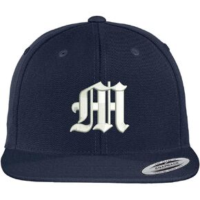 Trendy Apparel Shop Old English M Embroidered Flat Bill Snapback Cap