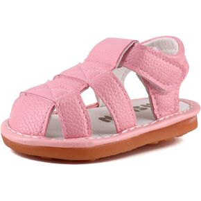 Toddler Boys & Girls Squeaky Sandals Closed-Toe Anti-Slip Rubber Sole First Walkers Shoes