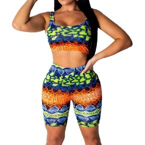 ECHOINE Women's Sexy Bodycon 2 Piece Outfits Crop Top Shorts Pants Jumpsuit Romper Set