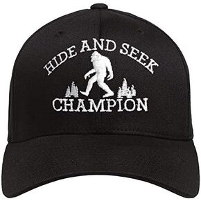 Funny Embroidered Dad hat Hide and Seek Bigfoot Sasquatch Baseball Cap Adjustable Cotton Black