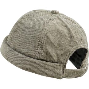 CLAPE Thick Cuff No Visor Caps for Men Retro Worker Hat Cotton Harbour Brimless Sailor Fisherman Leon Hat