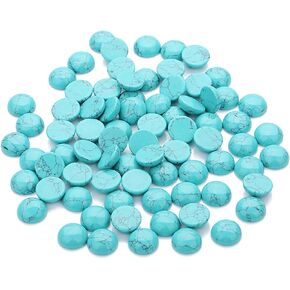 JJG 20pcs Round Stone Cabochons Flatbacks Turquoise Gemstone Dome Cameos, 14mm