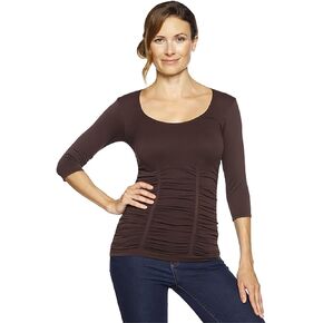 Last Tango 3-Panel Ruched 3/4 Sleeve Flattering and Comfortable Top
