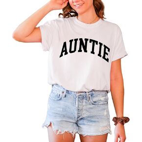 Auntie T-Shirt for Women, Pregnancy Reveal to Aunt, 100% Cotton Premium Quality Retro Look Oversized Graphic Tee Gift for Her