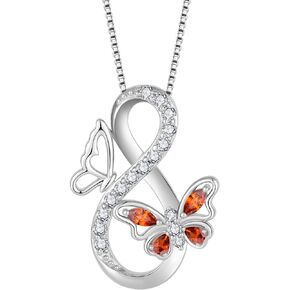 Infinity Necklace for Women 925 Sterling Silver Butterfly Pendant Animal Jewelry