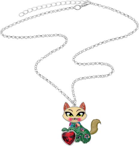 BONSNY Statement Enamel Rhinestone Chain Cat Necklaces Pendant Original Design for Women Girls Jewelry in Saudi Arabia
