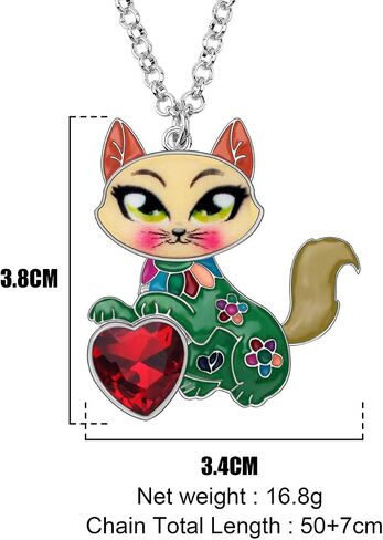 BONSNY Statement Enamel Rhinestone Chain Cat Necklaces Pendant Original Design for Women Girls Jewelry in Saudi Arabia