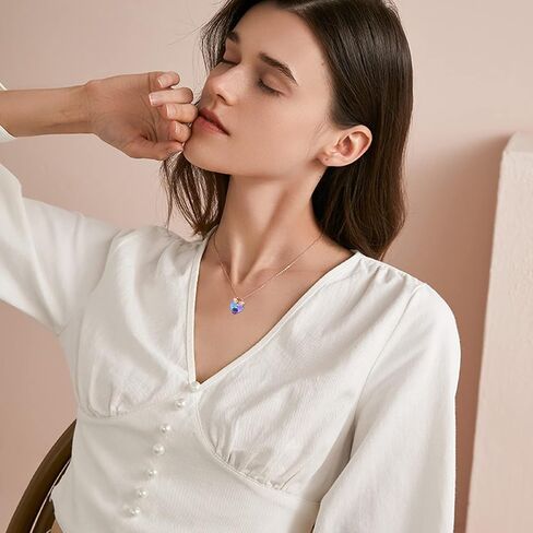 CUOKA MIRACLE Swan Necklace for Women Swan Love Heart Crystal Sterling Silver Love Heart Pendant Necklace Double Swan Couple Necklace Swans Jewelry Gift for Women Wife Girls in Saudi Arabia