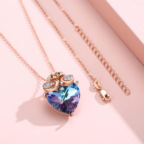 CUOKA MIRACLE Swan Necklace for Women Swan Love Heart Crystal Sterling Silver Love Heart Pendant Necklace Double Swan Couple Necklace Swans Jewelry Gift for Women Wife Girls in Saudi Arabia