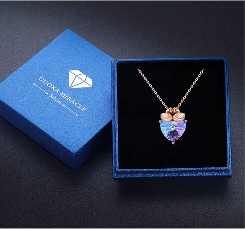 CUOKA MIRACLE Swan Necklace for Women Swan Love Heart Crystal Sterling Silver Love Heart Pendant Necklace Double Swan Couple Necklace Swans Jewelry Gift for Women Wife Girls in Saudi Arabia