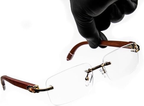 Retro Vintage Rimless Clear Lens Gold Frame Hip Hop Sunglasses Rectangle Men Women Frameless 90’s Shades Woodgrain Fashion Frameless Square Clear Tint Glasses in Saudi Arabia