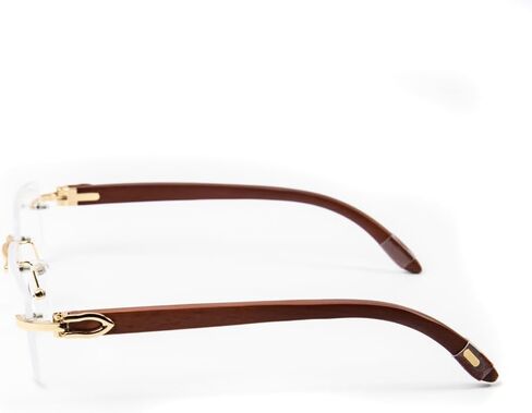 Retro Vintage Rimless Clear Lens Gold Frame Hip Hop Sunglasses Rectangle Men Women Frameless 90’s Shades Woodgrain Fashion Frameless Square Clear Tint Glasses in Saudi Arabia