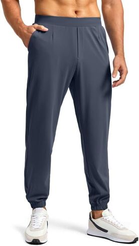 فيوديا سروال رياضي للرجال مع جيب بسحاب، سروال رياضي قابل للتمدد بقصة ضيقة للرجال للجري والتمارين الرياضية in Kuwait