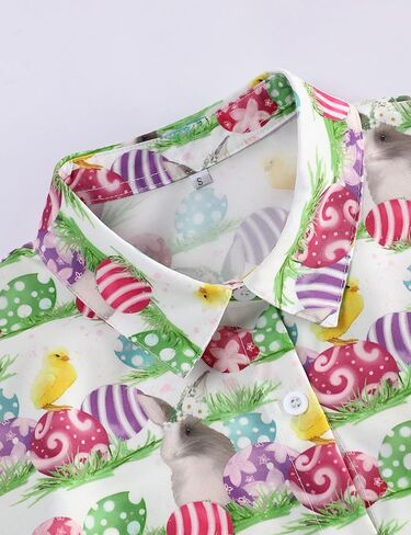 قمصان عيد الفصح هاواي للرجال لقضاء عطلة الربيع والصيف، قميص أرنب أرنب باتن كاجوال بأزرار لعيد الفصح in Kuwait