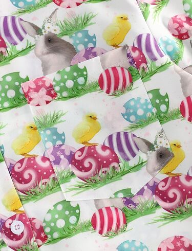 قمصان عيد الفصح هاواي للرجال لقضاء عطلة الربيع والصيف، قميص أرنب أرنب باتن كاجوال بأزرار لعيد الفصح in Kuwait