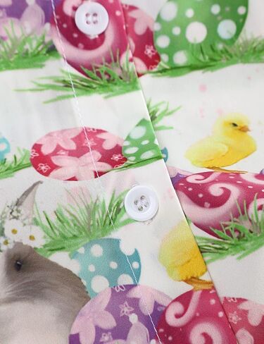 قمصان عيد الفصح هاواي للرجال لقضاء عطلة الربيع والصيف، قميص أرنب أرنب باتن كاجوال بأزرار لعيد الفصح in Kuwait